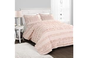 Lush Decor Belle Comforter Twin Size 2 Piece Set Blush - Twin Bedding Set - Pink Comforter - Coquette Decor - Kids Bedding