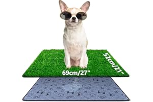 ALCKIJY Pee Pads for Dogs with Fake Grass, 27" x 21" Indoor Artificial Grass for Dogs Potty, Lawn Pee Pads for Doggie Washable, Reusable and Lawn for Replacement, Puppy Training Litter Box for Outdoor Patio