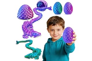 2 Pack 12" 3D Printed Eggs with Gem Dragon, Easter Basket Stuffers, Large Prefilled Eggs Set for Kids Easter Eggs Hunt, 3D Pr