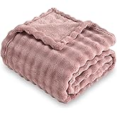SOCHOW Dusty Pink Bubble Fleece Blanket for Couch, Super Soft Cozy Cute Throw Blanket for Women, Decorative Fuzzy Flannel Blanket, 50 x 60 Inches