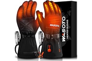 WASOTO Heated Gloves for Men Women 7.4V Battery 22.2WH Rechargeable Heated Ski Gloves Touchscreen Waterproof Electric Heated Fishing Gloves for Winter Outdoor Work Skiing Hiking Camping Raynaud Riding