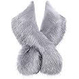 BABEYOND Women's Faux Fur Shawl Party Faux Fur Collar Fur Wraps for Winter Bridal Wedding Cover Up