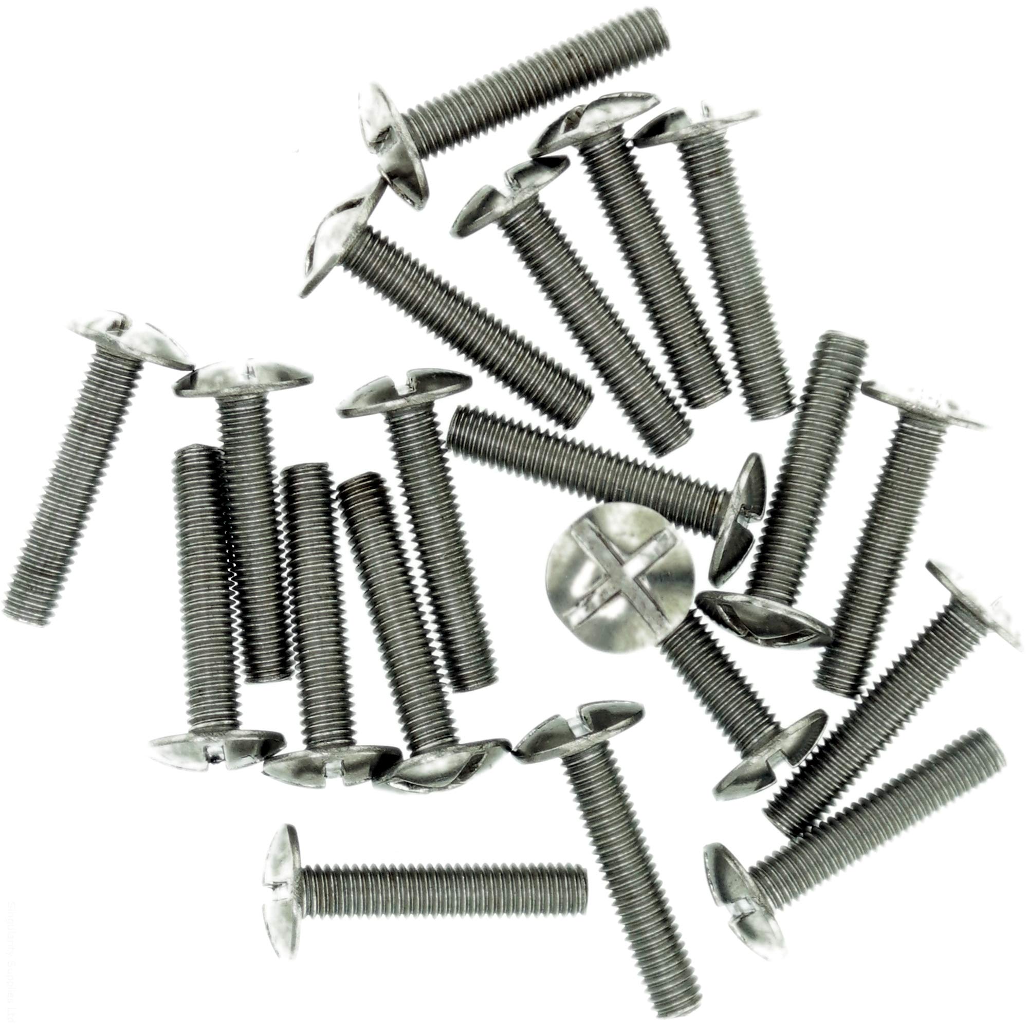 M5 (5mm x 25mm) Slot Mushroom Machine Screw (Bolt) (Crossed) - Stainless Steel (A2) (Pack of 20)