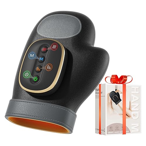 WUX Hand Massager with Heat Compression Relief, 3 Massage 4 Temperatures 5 Compression Models Therapy Glove, Hand Massager for Arthritis and Carpal Tunnel, Great Gift for Men and Women