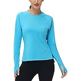 isnowood Women's Sun Protection Long Sleeve Shirts, UPF 50+ UV Rash Guard Swim Clothing, Workout Hiking Running Athletic Tops
