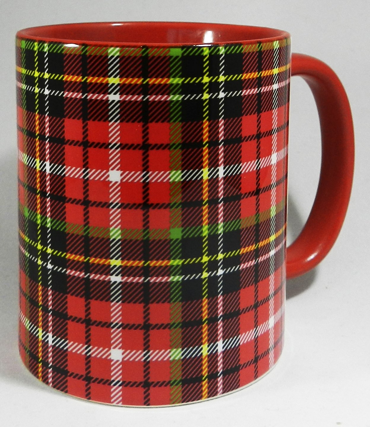 Half a Donkey Traditional Red Scottish Tartan Ceramic Mug with Glazed Red Handle and Inner 310ml (11oz)