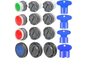 BOETOADG 12PCS Cache Aerator, 4sizes Faucet Aerator Key Removal Wrench, Cache Aerators Replacement Inserts for Sink M16.5 18.5 21.5 24 Mm Tap Aerators Flow Restrictor,For Kitchen and Bathroom