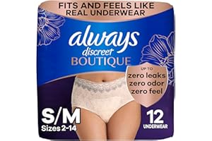 Always Discreet Boutique Incontinence and Postpartum Underwear for Women, Maximum Protection, Small/Medium, Rosy, 12 Count