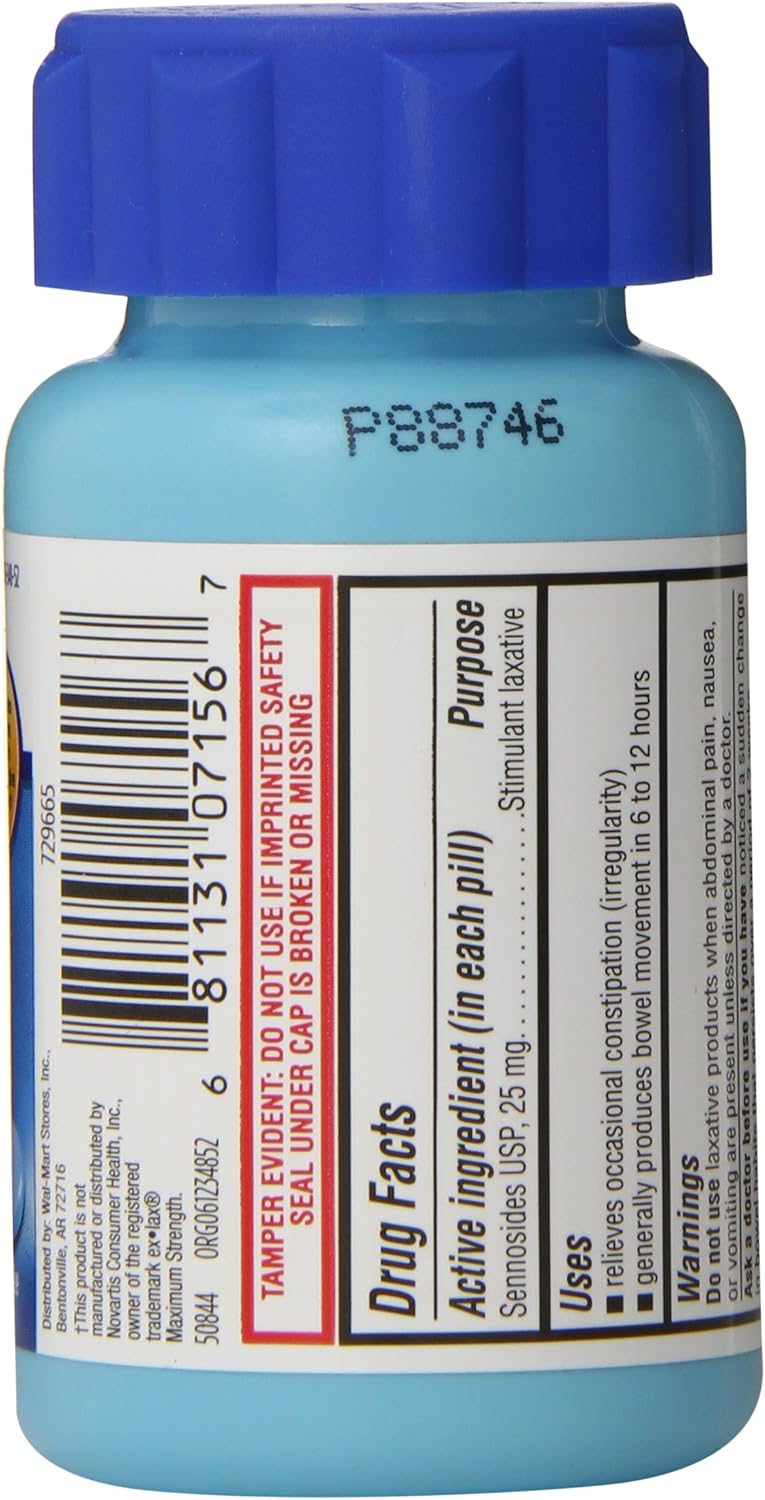 Equate Maximum Strength Laxative, Sennosides Stimulant Laxative, 25mg, 90ct, By Equate, Compare to Maximum Strength Ex-Lax: Health & Personal Care