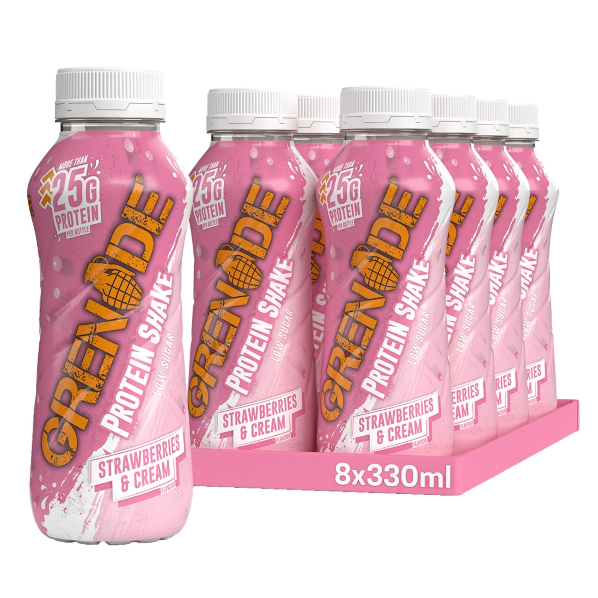 Grenade High Protein Shake, 8 x 330 ml - Strawberries and Cream (Packaging May Vary)