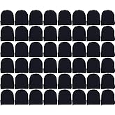 48 Pack Winter Beanies, Bulk Cold Weather Warm Knit Skull Caps, Mens Womens Unisex Hats