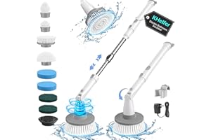kHelfer Electric Spin Scrubber Kh8, 2024 Upgrade Cordless Shower Scrubber 8 Replacement Head, 1.5H Bathroom Scrubber Dual Speed, Shower Cleaning Brush with Extension Arm for Bathtub Tile Floor