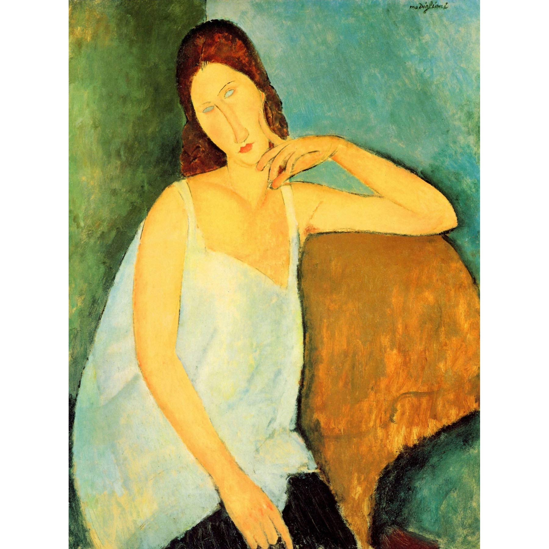 Wee Blue Coo Amedeo Modigliani Portrait Jeanne Hebuterne Old Art Painting Canvas Print