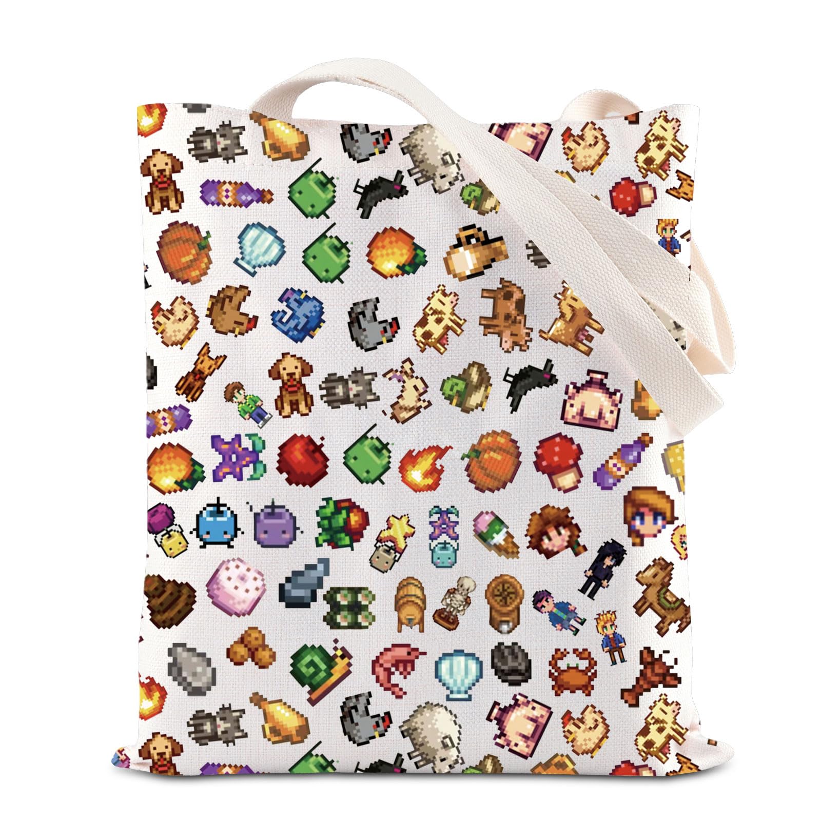 Stardew Game Inspired Cosmetic Bag Farming Simulation Game Makeup Bag Junimo Planter Gift Farm Fishing Gift Video Game Lovers Gift (Game Thing Tote) — image 1