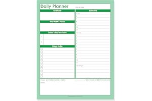 GAZELLE PLANNER Gazelle Daily Planner To Do List Notepad with 24 Hour Schedule with Tear Off Sheets, Daily To Do List, Green, 50 Pages, 8.5 x 11
