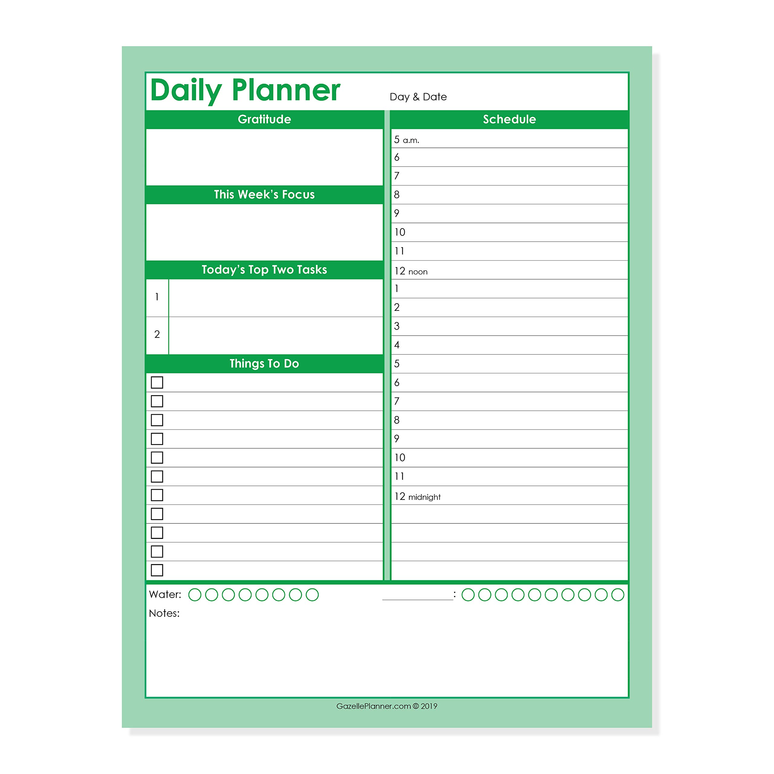 Gazelle Daily Planner To Do List Notepad with 24