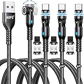 AUFU Cable de carga magnético de 9 pines (paquete de 4 unidades, 3 pies, 6 pies, 6 pies), cable de carga magnético giratorio 