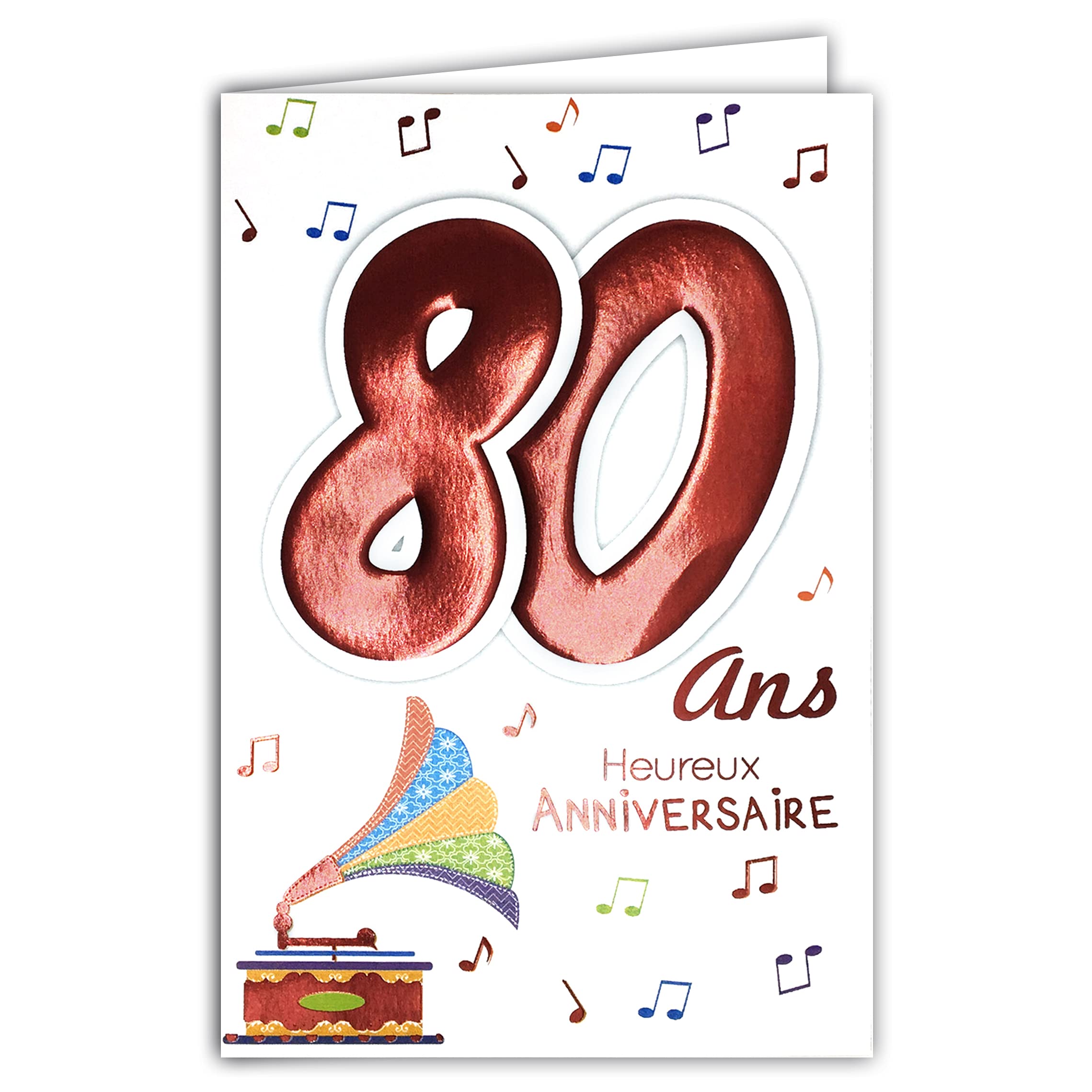 MV 69-2042 Age 80 Birthday Card Man Music Women's sonophone