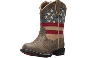 Tin Haul Kids Boys Patriotic Light Up Round Toe Western Cowboy Boots Mid Calf - Brown