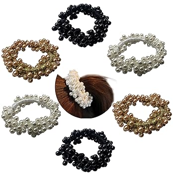 Amazon Com 6 Pcs Dressy Pearl String Beads Hair Ties Slap