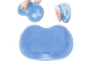 SHBLOMK Shower Foot Scrubber, Wall Mounted Bath Massage Pad, Back Scrubber Back with Non Slip Suction Cups to Improve Circulation, Soothe Achy Feet (Blue)