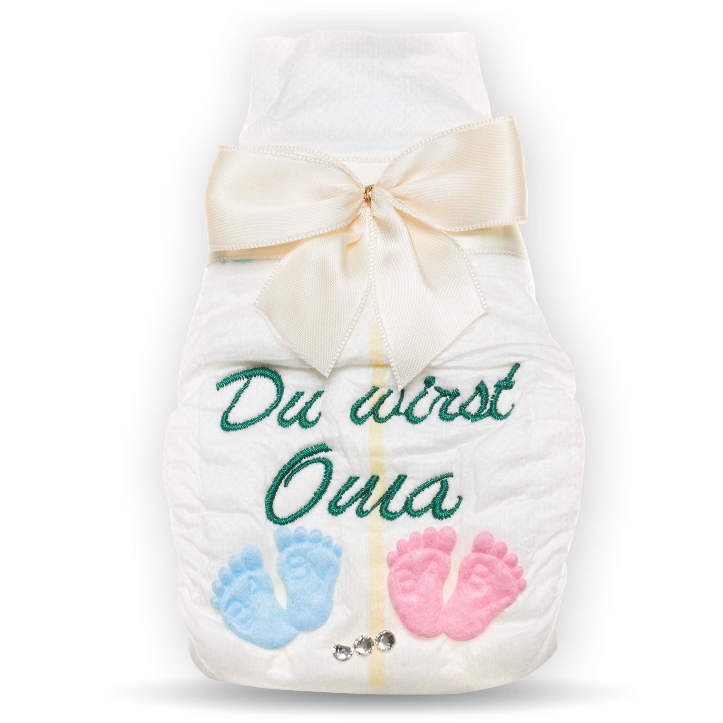 Du wirst Oma, Tanjo Embroidered Nappy, Cream, Pregnancy Announce, Grandparents, Pregnancy Announce, Grandma, You Will be a Grandmother Gift for a Birth