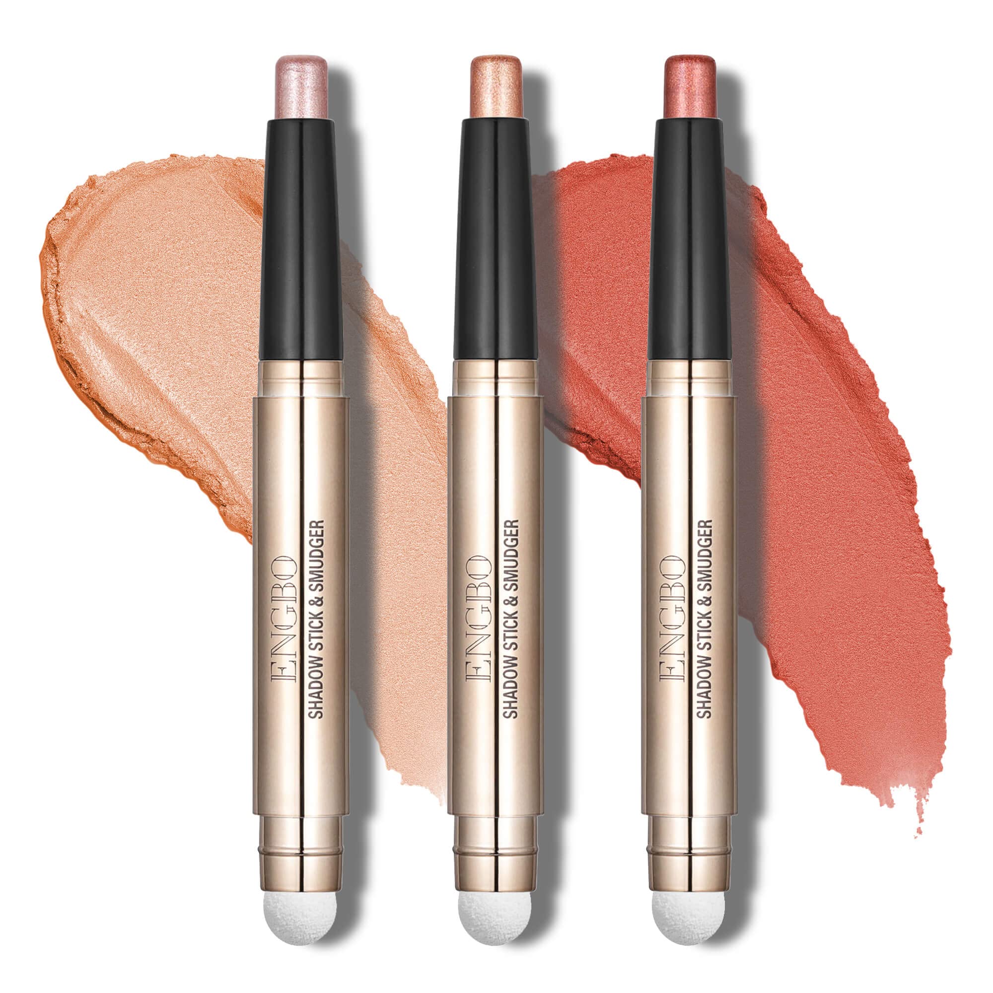 CCbeauty 3 Pack Dual-Ended Eyeshadow Stick,High Pigmented Metallic Cream Shimmer Eye Shadow Stick,Waterproof Neutral to Deep Eyeshadow Pencil Crayon,Glitter Eyeliner Pen Prime Eye Makeup Smudger