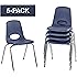 FDP School Stack Chairs – Pack Of 6 Blue Stackable Student Chairs With Steel Legs & Swivel Glides (150lb Capacity)