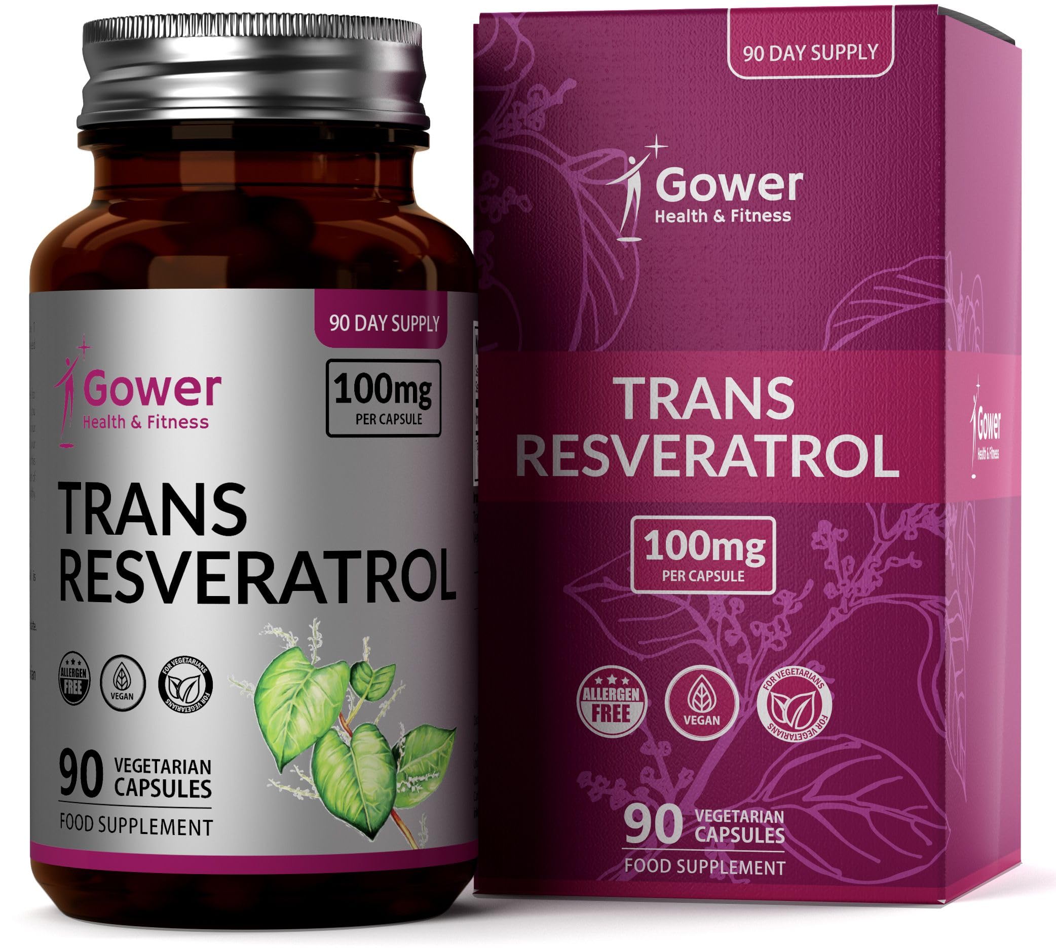 GH Resverstrol | 90 High Strength Resveratrol Supplements - 100mg Trans Resveratrol per Serving | Japanese Knotweed Antioxidant Supplement | Non-GMO & Allergen Free | Made in the UK