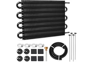 DriveMedley Universal Transmission Oil Cooler, 8 Pass Tube and Fin Design, Compatible with Ford, Chevrolet &Dodge Ram- Black- Aluminium