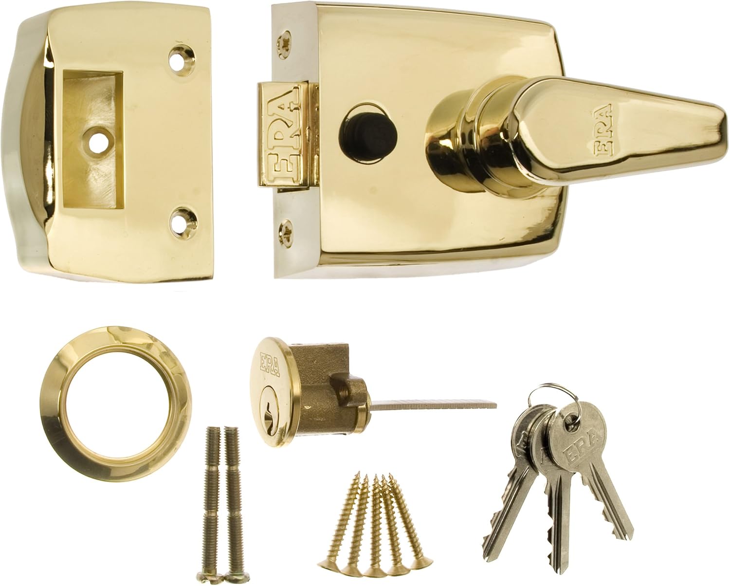 ERA 1630-31 60mm High Security Replacment Nightlatch - Brass Effect Body , Brown