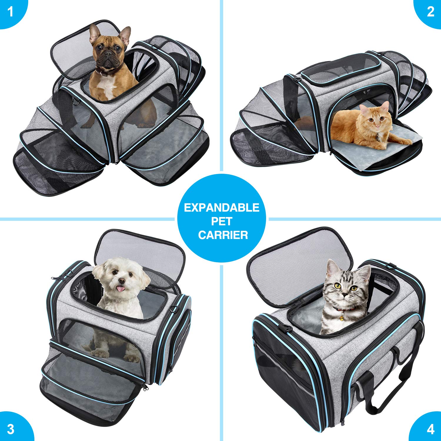 Maskeyon Airline Approved Pet Carrier, Large Soft Sided Pet Travel TSA
