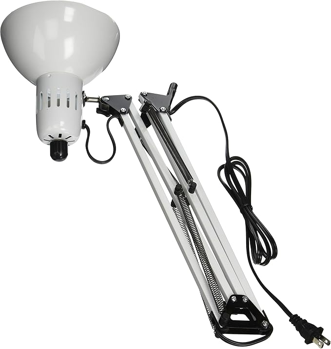 Lite Source LS105WHT Swing Arm ClampOn Lamp, White, Desk Lamps
