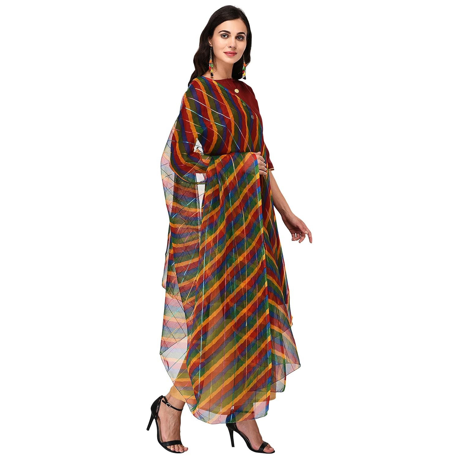 nakoda women's printed polyester dupatta (multicolour, free size)