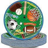 ZOIIWA 48 Pcs Sports Birthday Party Plates Supplies All Star Party Tableware Baseball Football Soccer Basketball Disposable Paper Plates Dinnerware Tableware for Boy Sport Decorations
