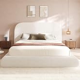 DWVO King Size Bed Frame, Curved Arched Soft Cloud Bed with Headboard | Rounded Corners,Easy Assembly, Beige (Not Include Box Spring)