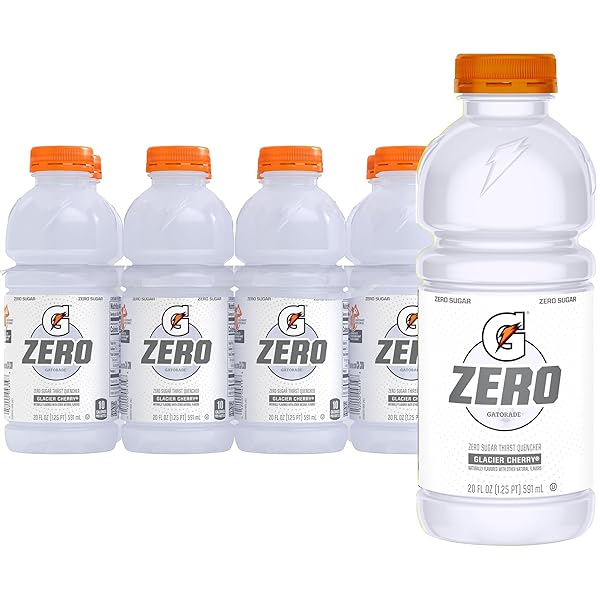 GATORADE ZERO SUGAR GLACIER CHERRY THIRST QUENCHER SPORTS DRINK, 20 FL OZ BOTTLES, 8 PACK