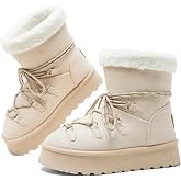 TUOPIN Women's Classic Platform Mini Snow Boots - Faux Suede Slip-On &amp; Lace-Up Winter Booties with Sherpa Lining, Anti-Slip Thick Sole Ankle Boots