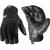 Wells Lamont FX3 Men's HydraHyde Leather Palm Winter Work Gloves, Large (7854L), Black