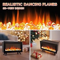 16" Freestanding Electric Fireplace Heater - Fire