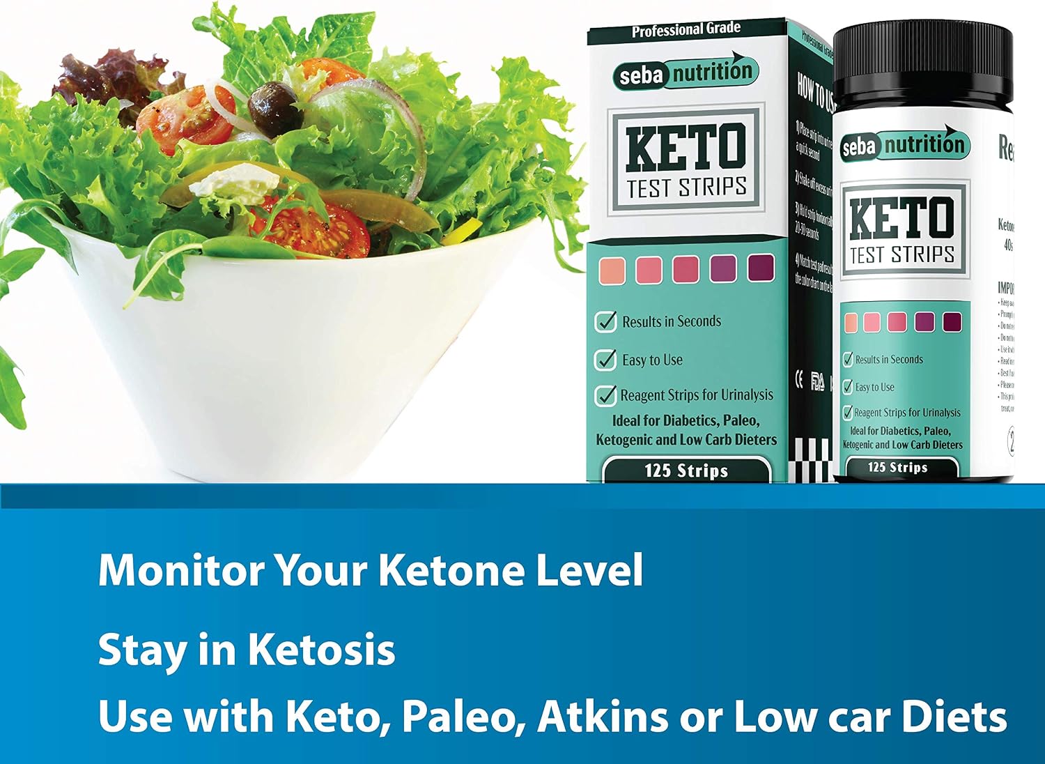 SEBA Nutrition, Keto Urine Test Strips, Urinalysis Test Sticks, Design for Ketogenic and Low Carb Diets - Image 4