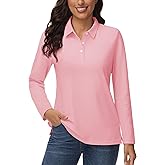 YUCOLEN Womens Polo Shirts Long Sleeve Casual Tops Collared Button Down Cotton Tee Work T Shirt