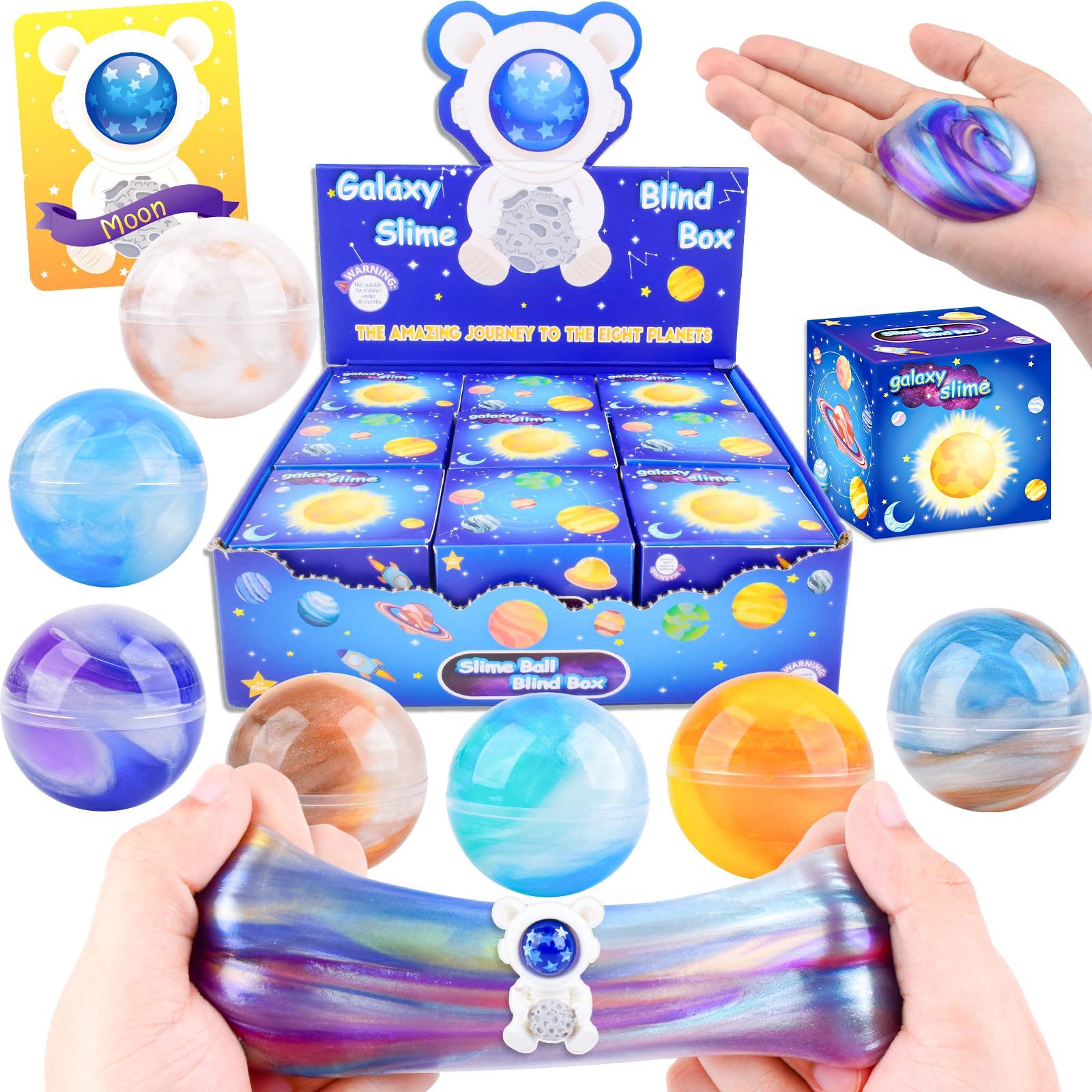 Galaxy Slime Party Favors for Kids, Galaxy Slime Ball Blind Box Kit, Stretchy, Non-Sticky, Mess-Free Stress Relief Toys for Girls and Boys, Classroom Rewards, Party Supplies