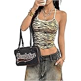 WDIRARA Women's Leopard Camisole Tops Spaghetti Strap Racerback Y2k Cami Top