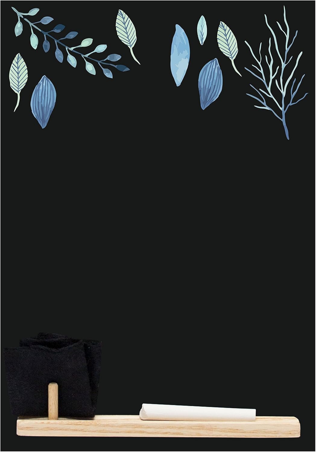 Chalkboards UK Blue Leaf' Small Memo Black Chalkboard/Blackboard