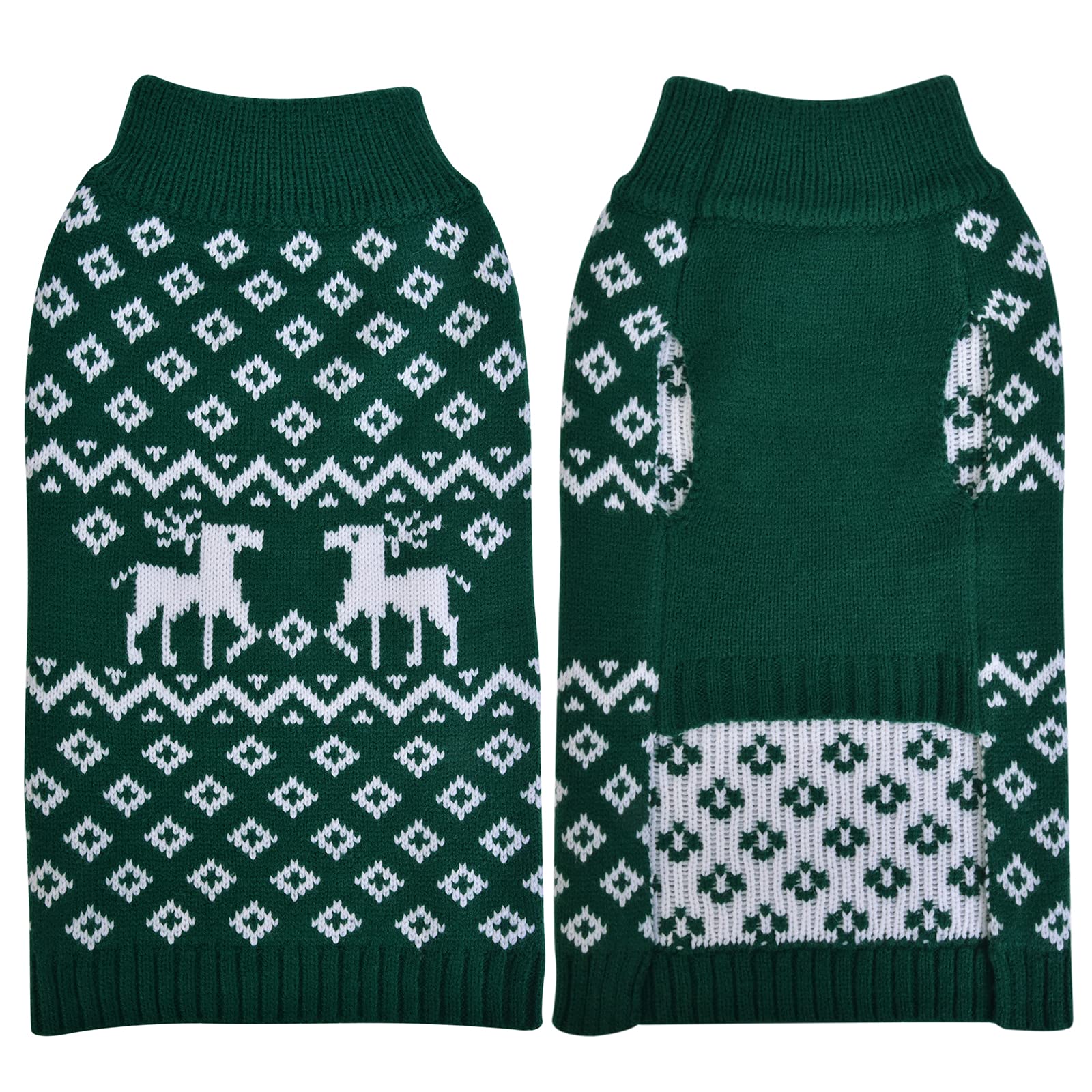 LuzPet Green Dog Christmas Jumper, Xmas Dog Jumpers Knitted Outfits Warm Sweater Dog Costumes, for Large Breed Dogs, Whippet, Bulldog, XL Size