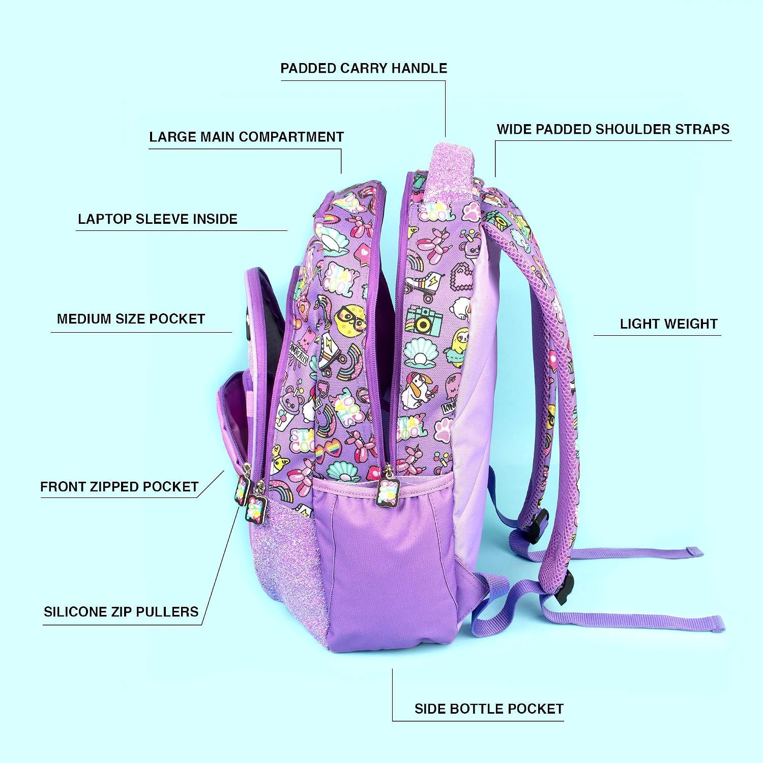 Fringoo - Large Kids Backpack For Boys and Girls, Rainbow Smile - Image 5