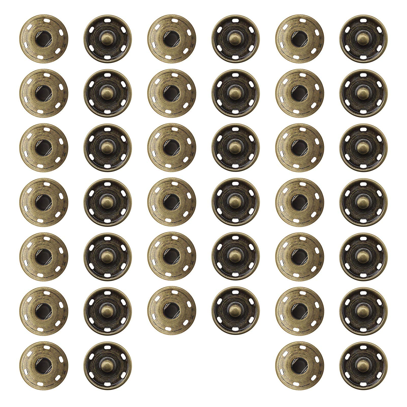 OTOTEC 20 Sets 30mm Copper Sew On Snap Buttons Press Studs Fasteners for Jackets Windbreakers Sewing Accessories - Antique Bronze