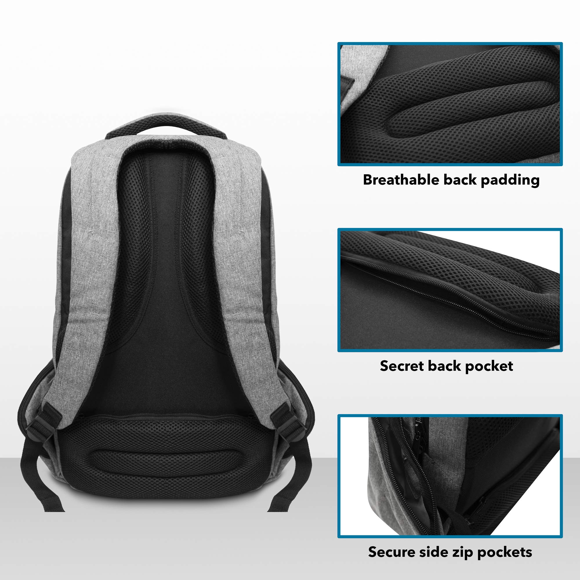 Laptop Backpack - Wulfpac professional anti-theft business rucksack - large, cool, slim, water-proof (resistant) bag - for school travel women girls men boys - fits 14, 15-.6, 16-.6, 17-.3 inch laptop