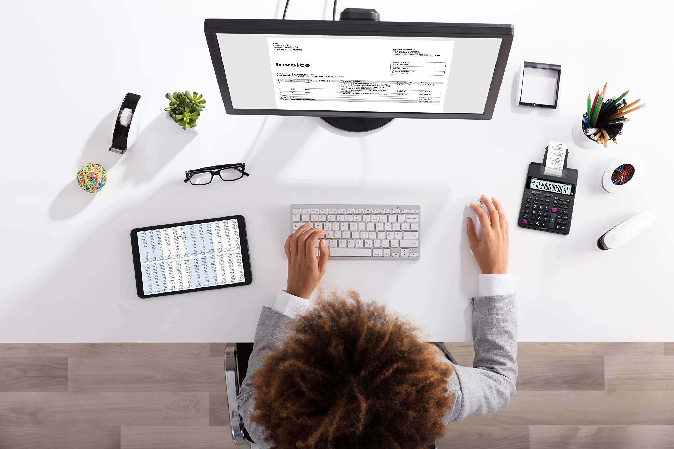 Casio HR-170RC Plus – Mini Desktop Printing Calculator | Check & Correct, Cost/Sell/Margin, Dual-Color Print | Ideal for Taxes, Bookkeeping & Accounting Tasks